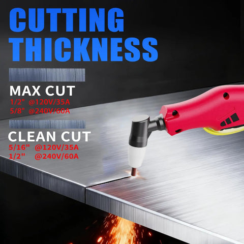 60A Plasma Cutter With Large LED Display And Dual 120V 240V IGBT Inverter Delivers Clean One Half Inch Cuts And Five Eighths Inch Max For Metalworking Projects In Home Shops And Professional Garages cutting metal