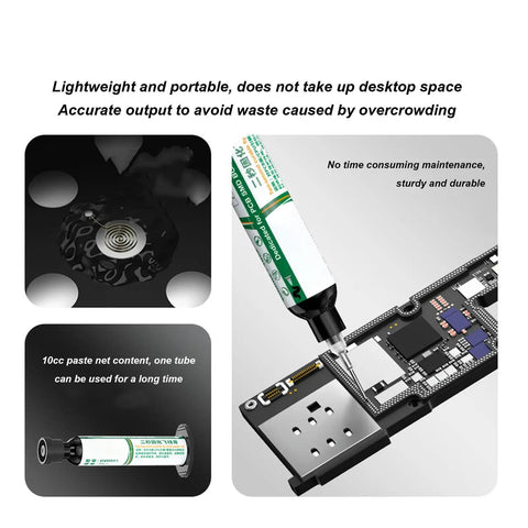 Applying Two Pack Solder Mask Ink For PCB Repair, 10cc UV Curing Solder Resist Ink, Quick Dry Formula on a circuit board, close-up view.