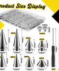 354 Piece Punk Spikes And Studs Kit In 8 Sizes For Leather Crafting Cone Spikes And Rivets For Jackets Shoes Belts Bags And Dog Collars Durable Metal With Screws In A Handy Plastic Box