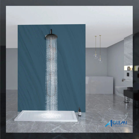 Retrofit Shower System With 8 Inch Rain Shower Head And 6 Function Handheld Sprayer in a modern bathroom setting