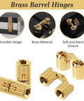 8 Pcs Solid Brass Barrel Hinges 18x8mm for Wooden Jewelry Boxes, Invisible Concealed 180 Degree Flush Mount Hardware Kit