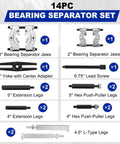 Components of 5 Ton Bearing Puller Set With 2 Inch And 3 Inch Jaws Beefy Heavy Duty Bearing Separator And Wheel Hub Axle Puller Kit