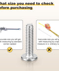 Replacement Barrel Nuts And Flat Head Screws Set For DIY Furniture Assembly M6 61 Pieces In 304 Stainless Steel With Wrench, showing accurate measuring tools.