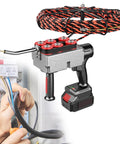 Wall Wiring Machine, Brushless Electric Puller, Fast Stringing Tool, with cables and battery for routing wires in tight spaces.