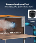 Laser Engraver Enclosure Cabinet With Exhaust And Ventilation Fan, showing exhaust system removing smoke inside the cabinet.