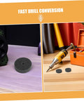 Heavy Duty Nylon Polishing Wheel Set With 10mm Hole For Quick Grinder Attachment on workbench, showing drill conversion.