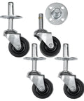 Plug Caster Set Black And Silver 2 Inch Wheel With 1.50 Inch Stem Length And 0.44 Inch Stem Diameter 2.50 Inch Overall Height 100 Lbs Load Rating