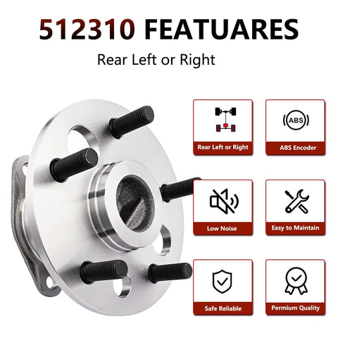 Rear Wheel Hub Bearing Assembly Pair For Toyota Avalon Camry Solara ES300 RX300 FWD Fits 1992-2004 Models with ABS features