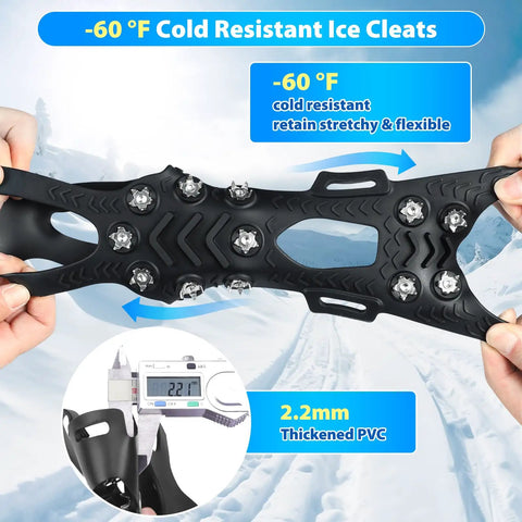 Upgraded Ice Cleats For Shoes And Boots With 12 Stainless Steel Spikes No Slip Traction Cleats, cold resistant design