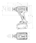 Kickass 18V Cordless Driver Drill With Brushless Motor And Three Speed Settings Featuring Electronic Safety Shutdown Quick Change Chuck And Side Handle Tool Only No Battery Included For Heavy Duty Daily Grind technical drawing.