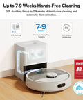 Hands Free Robot Vacuum And Mop With 7-9 Weeks Self Emptying, 10000 Pa Suction, Dual Anti Tangling System in white charging