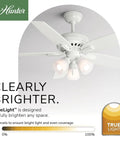 52 Inch Indoor Ceiling Fan With LED Lights In White Finish, Five Blade Design, Pull Chain Operation, Standard Mount No Remote, Ideal For Bedroom Or Living Room, Includes Energy Efficient Bulbs