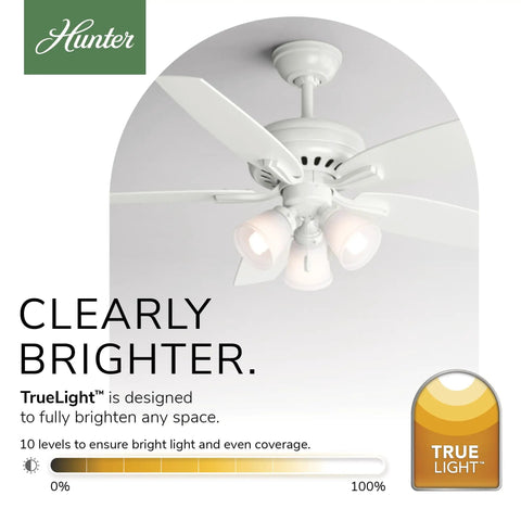 52 Inch Indoor Ceiling Fan With LED Lights In White Finish, Five Blade Design, Pull Chain Operation, Standard Mount No Remote, Ideal For Bedroom Or Living Room, Includes Energy Efficient Bulbs