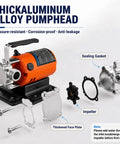 Badass Heavy Duty Water Transfer Pump Handles 360 Gallons Per Hour With 46 Foot Max Head Lift crafted with aluminum alloy pump head.