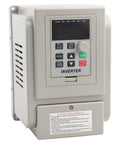 Front view of AT1 4000X 4kW Variable Frequency Drive for 220V Single Phase to Three Phase Motors, showing control panel and buttons.