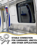 Stainless Steel Bolt Nut Washer Kit 304 Carriage Bolts for Unicycle Equipment and versatile applications displayed on train seats.