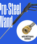 Steel wand with M22 quick connect for Beast Electric Pressure Washer With 2500 Max PSI And 1.76 GPM Anti Tip Tech Onboard Soap Tank