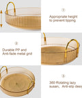 Kick Back And Organize Your Vanity Game With This Smooth Spin 360 Rotating Makeup Organizer Featuring Two Tier High Capacity Storage For Cosmetics Skincare And Perfume In Classic Amber Gold with anti-slip design.