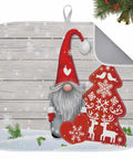 Cozy Christmas Dish Drying Mat For Kitchen Counter With Gnome And Snowflake Wood Grain Design Ultra Absorbent Microfiber Machine Washable 16 By 18 Inches Holiday Counter Pad Kitchen Sink Mat featuring festive gnome and snowflake pattern.