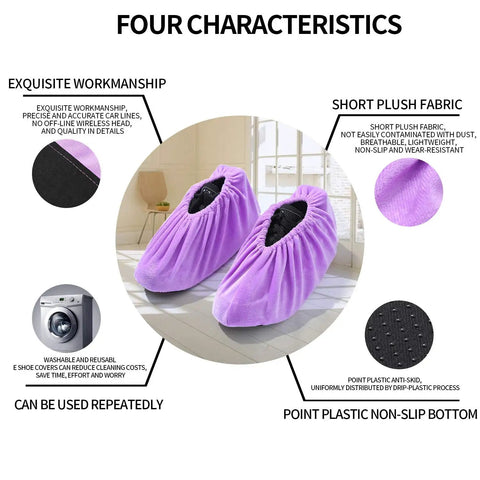Must Have Reusable Non Slip Shoe Covers Set Of 5 Colorful Washable Thickened Boot Covers For Home Office Lab in Purplish Red