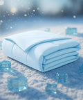 Cooling Comforter With Double Sided Cold Touch Fabric For Hot Sleepers And Night Sweats, Light Blue 59 By 79 Inches on icy surface