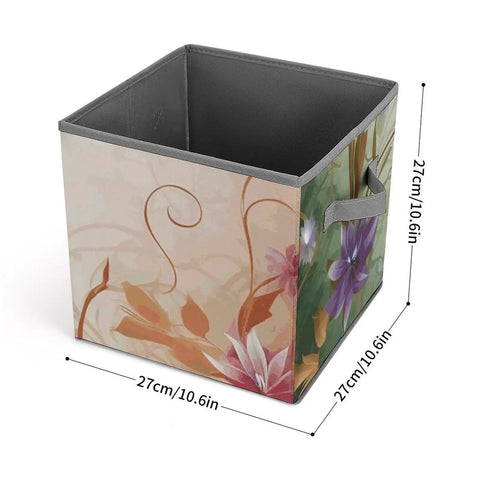 Dang Tough Heavy Duty Foldable Oxford Fabric Storage Cubes With Snazzy Floral Swirls Cover, 10.6in size, for closet organization.