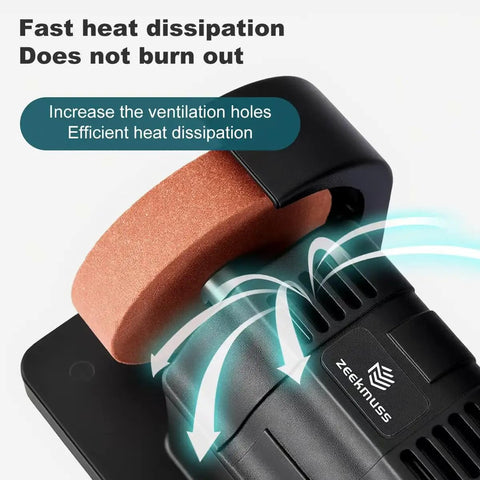 Rock Solid Dual Wheel Electric Bench Sander And Belt Polisher With Quick Dial Speed Control showcasing ventilation for heat dissipation.
