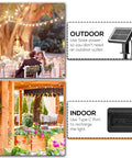48 Foot Solar String Lights Outdoor USB Rechargeable Waterproof Shatterproof Bulbs Hanging Lights illuminating a garden party