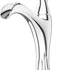 All Metal Single Control Four Inch Centerset Bathroom Faucet In Polished Chrome With Waterfall Flow And Designer Inspired Details
