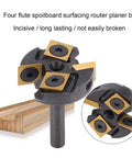 Heavy Duty Slab Flattening Router Bit With 1/4 Inch Shank And Tungsten Carbide Inserts For Woodworking Surfaces close-up view