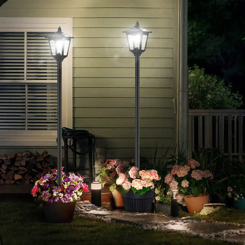 Outdoor Solar Post Lights 67 Inch Vintage Street Lamps For Garden Lawn Pathway Driveway Front And Back Doors Solar Powered No Electric Needed