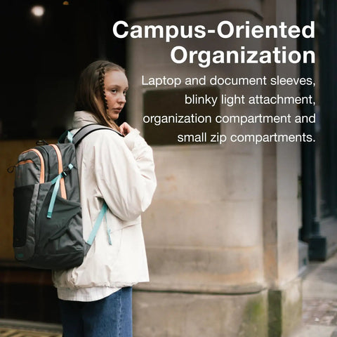 Urban Commuter Laptop Backpack With 16 Inch Laptop Sleeve AirScape Backpanel shown on person walking in city