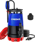 1HP 750W Heavy Duty Submersible Sump Pump with 3 in 1 Clean Dirty Water Modes, float switch, cable, and accessories