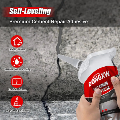 2-Pack Concrete Crack Filler And Sealant Quick-Drying Waterproof Repair Sealant being applied to a visible crack in concrete surface