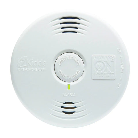 Two Pack Photoelectric Smoke Alarms With 10 Year Battery No Fuss Wire Free Interconnect Clear Voice Alert Easy Setup Bright White Finish