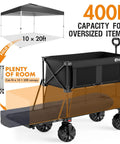 Heavy Duty Collapsible Double Decker Wagon With Brakes 660 Pound Capacity 400 Liter All Terrain Wagon Cart With 54 Inch Extender