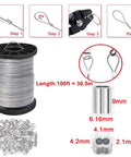 Heavy Duty Stainless Steel Picture Hanging Wire 1.5mm Diameter 100 Feet Long Includes 40 Aluminum Crimping Sleeves Safe Reliable Hanger