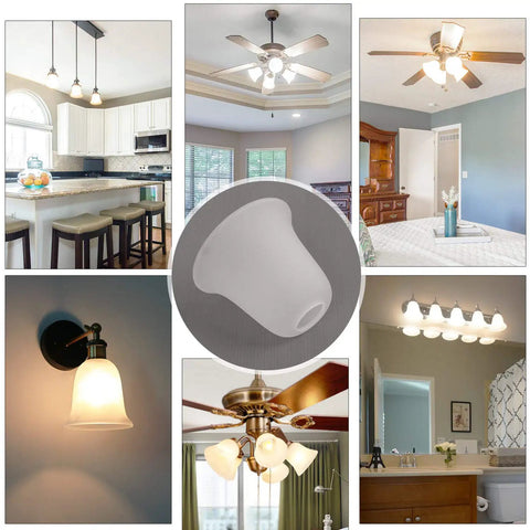 Six Pack Bell Shaped Frosted Glass Shade Replacements For Ceiling Fans And Wall Lights, Lipless, 1-5/8 Inch Fitter Display