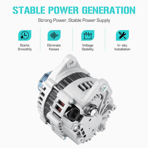 Plug-And-Play 12V 80 Amp Alternator Replacement For 3.3L Frontier And Xterra 1999-2002 With Four Clock Pulley CW Rotation S5 Pulley