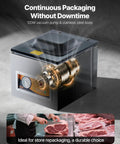 Heavy Duty Chamber Vacuum Sealer Boasts A Snappy 260 Watt Motor Generating Serious Suction to Handle Wet Grub Meats And Sauces Like A Boss While Keeping Your Kitchen Stock Fresh Inside A Compact Design Setup.