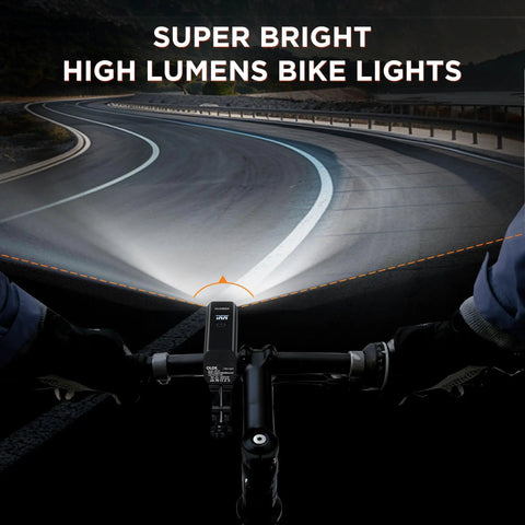 Beefed Up 1200 Lumen Bike Light Set With Front Headlight And Rear Taillight, Rechargeable 6000mAh Battery, Aluminum Build, Waterproof IPX4, LED Display, 6 Quick Modes Plus 4 Flash Modes For Night Riding