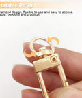 Close-up of Top Tier Gold Metal Lobster Claw Clasp demonstrating rotatable design, 360 swivel action for keychains.