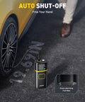 Go To Portable Tire Inflator Air Compressor inflating car tire with auto shut-off feature and LED display on asphalt.