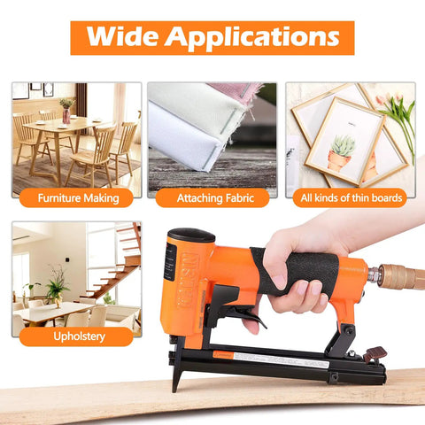21 Gauge Pneumatic Upholstery Stapler With Continuous Firing Mode used for furniture making and fabric attaching