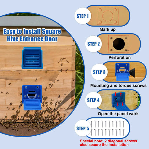 Installation steps for Beekeeping Bee Hive Entrance Gates Eight Pack Open And Close Entrance Reducers
