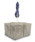 Heavy Duty Square Table And Chair Set Cover With Umbrella Hole, 12 Oz Waterproof PVC Coated Polyester, All Weather UV Resistant