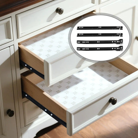 Heavy Duty 12 Inch Metal Drawer Slides Full Extension Ball Bearing Cabinet Rails For Dressers And Kitchen Drawers showing two drawers open.