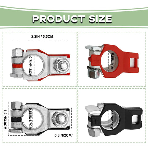 Top Shelf Battery Terminal Connectors For Nissan Altima Maxima Sentra Owners, detailed product size illustration.