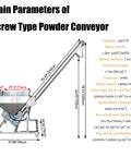 Diagram of Powder Screw Conveyor With Inclined Spiral Design For Easy Powder Handling Heavy Duty 3 Cubic Meters Per Hour Capacity