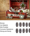 100 Pack Bronze Finish Mini Box Hinges For Wooden Jewelry Boxes shown with jewelry and hinges detail